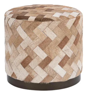 Braided Natural Hide Round Stool