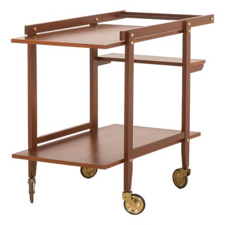 Vintage Brass and Teak Bar Cart, 1960s For Sale