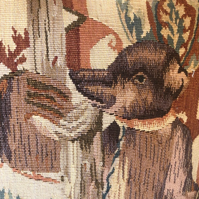 Brown 1990s Recreated 15th Century Hand Woven Wool Tapestry Pillow- Bear Left-Facing For Sale - Image 8 of 9