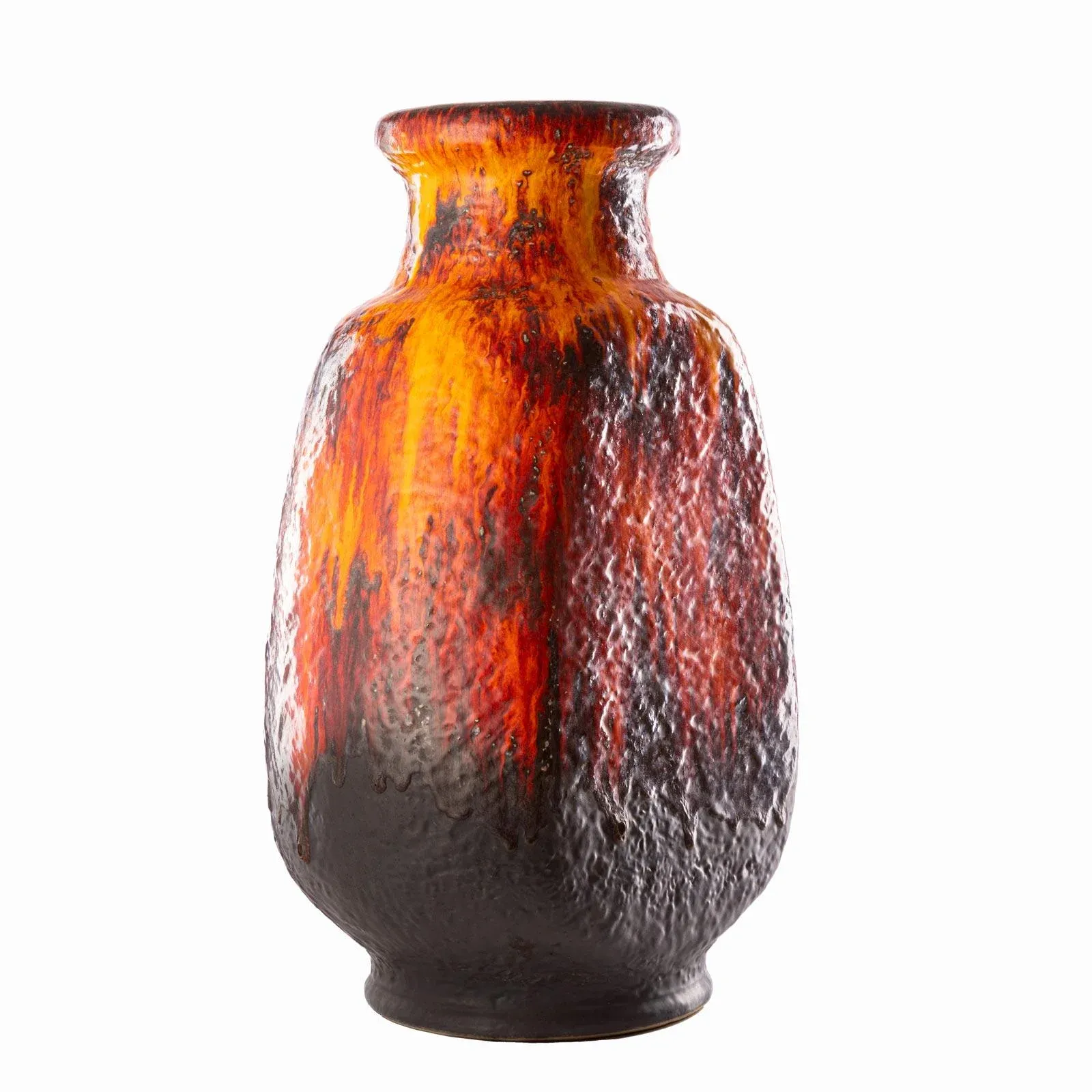 Large Fat Lava Model 608/50 Red Fire Floor Vase by Dumler