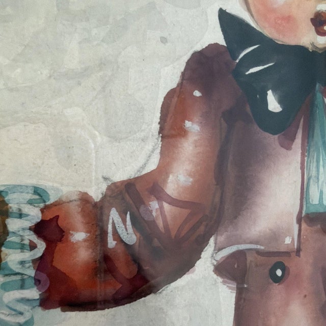 Vintage Mid Century Child Watercolor Paintings Signed F. Gardener Matched Pair For Sale - Image 10 of 14