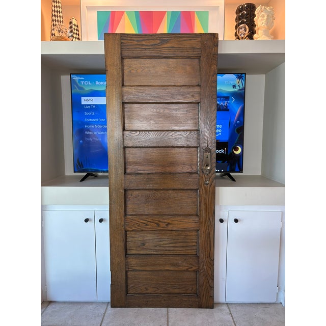 Antique Solid Oak Five Panel Interior Door Architectural Salvage Note: two doors are available in seperate listings This...