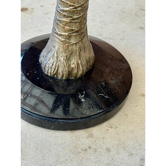 Stone Vintage Regency Marge Carson Gilt Palm Tree Table With Marble Base and Glass Top For Sale - Image 7 of 12