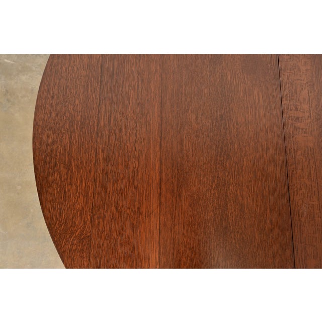 Stickley Brothers Antique Mission Oak Arts & Crafts Pedestal Extension Dining Table, Newly Refinished For Sale - Image 11 of 15