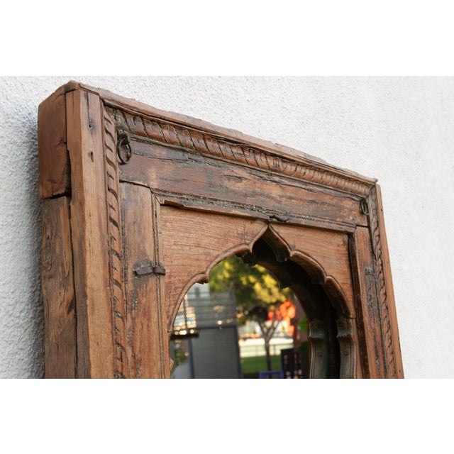 Indian Antique Architectural Mughal Arch Mirror For Sale - Image 3 of 9