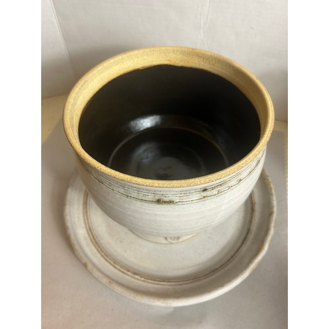 Soup Toureen Studio Pottery with Tray/Plate and Lid Artist Signed (appears to be signed Hunt) Stoneware with matte glaze....