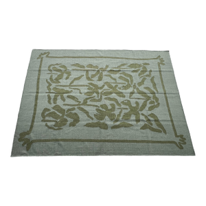 Handmade Woolen Flat Weave Geometric Floral Patterned Mint Green Area Rug - 6.5'x9'