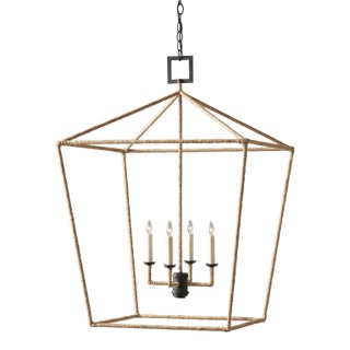 Currey & Company Denison Large Natural Lantern Pendant Light For Sale