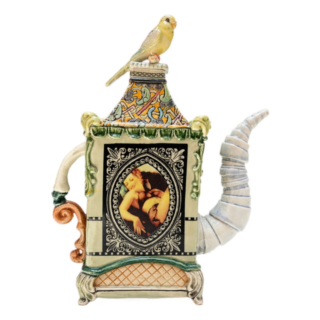 Ron Carlson, "Large Teapot With Portraits and Bird Lid" 2026 For Sale