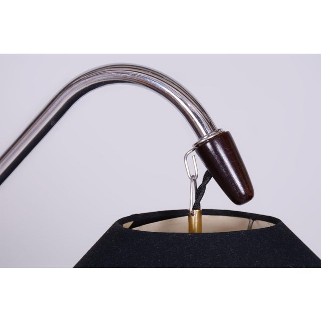 Brown Art Deco Floor Lamp in Beech & Chrome-Plated Steel, Czech, 1930s For Sale - Image 8 of 10