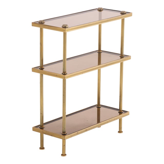 A French Brass and Glass 3-Tier Table, C. 1950 For Sale