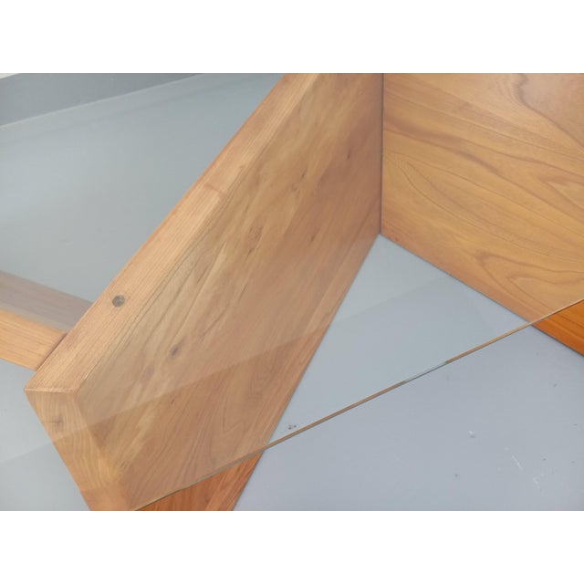 Vintage Rectangular Coffee Table in Elm and Glass, 1980s For Sale - Image 3 of 18