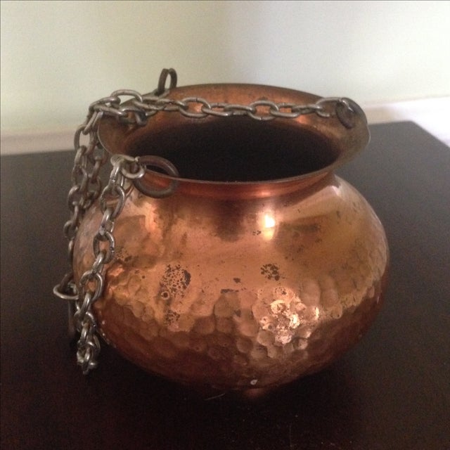 Vintage Hammered Copper Hanging Planter Chairish