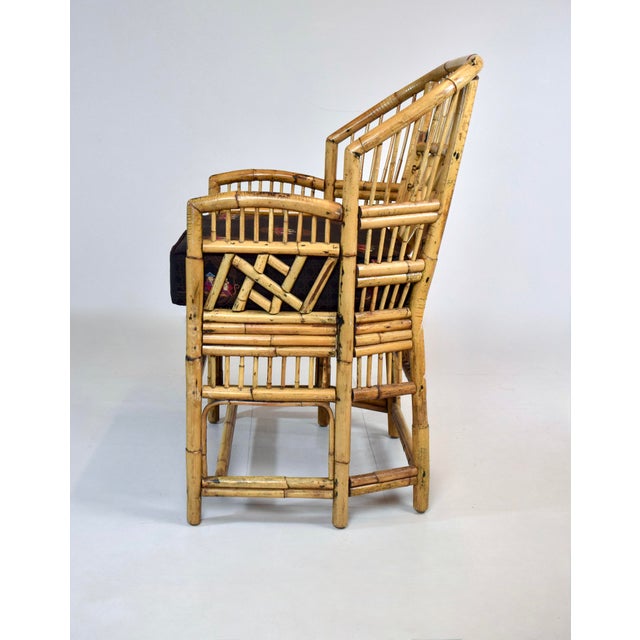 Mid-20th Century Coastal Brighton Pavilion Bamboo and Cane Accent Chair For Sale - Image 9 of 12