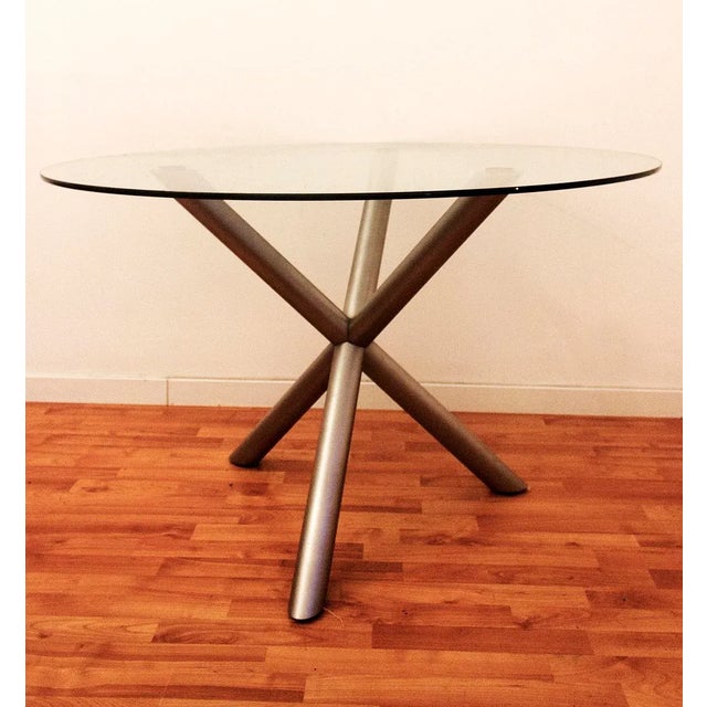 Italian Smoked Glass and Chromed Steel Dining Table, 1970s For Sale - Image 6 of 8