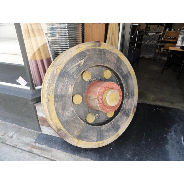 Rustic Vintage Industrial Gear Mold – Patinated Wood Sculpture From Portland Cement Factory For Sale - Image 3 of 11