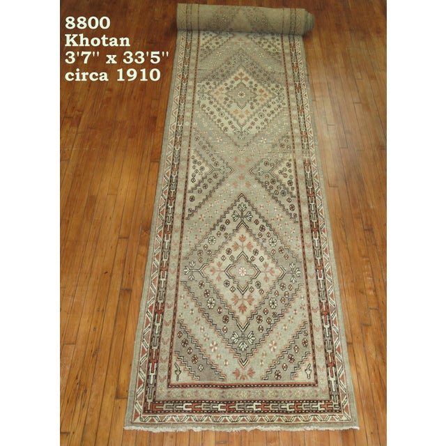 Rare Long Antique Khotan Runner For Sale In New York - Image 6 of 6