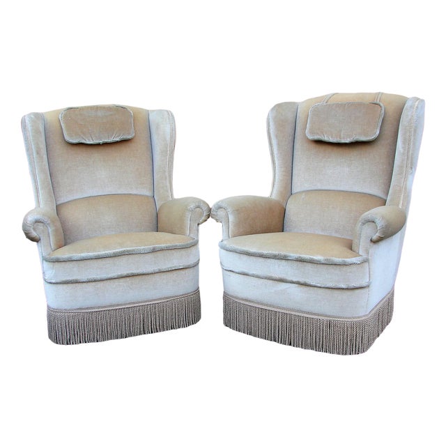 Set of Winged Armchairs, 1970s For Sale