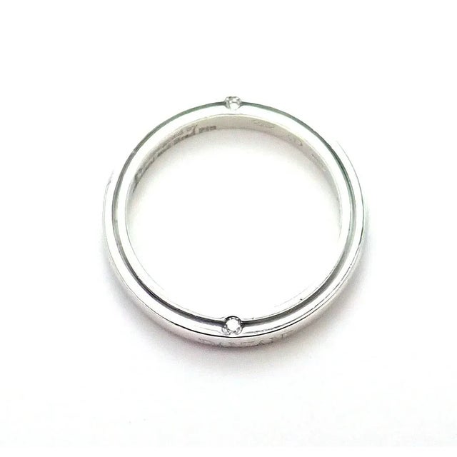 2000 - 2009 Damiani Brad Pitt Platinum 4 Diamond 3mm Band Ring Sz 8.25 For Sale - Image 5 of 6