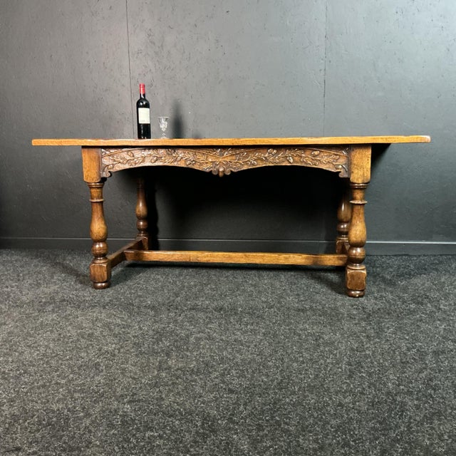 Oak Acorn Refectory Table, 1920, in Good conditions. Designed 1920 to 1949