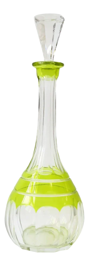 European Czech Bohemian Neon Yellow Crystal Liquor or Spirits Decanter