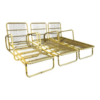 Set of 3 Four Hands Grass Roots Riley Outdoor Chaises in Faux Rattan For Sale