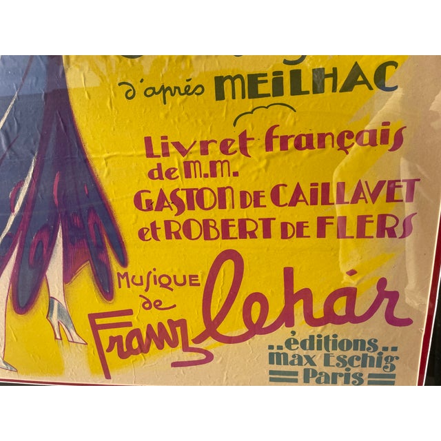 1930s Vintage Art Deco La Veuve Joyeuse Movie Poster For Sale - Image 5 of 8