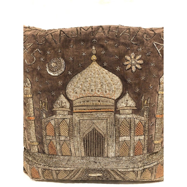 Indian Embroidered Velvet Taj Mahal Pillow Chairish