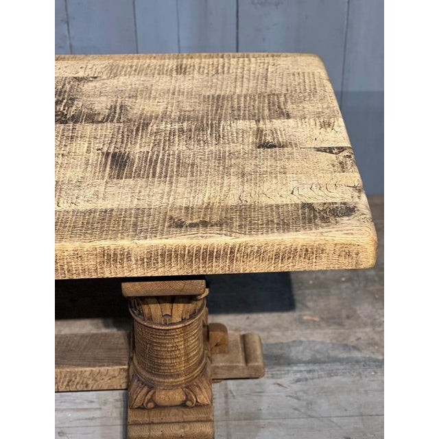 Wood Architectural French Oak Farmhouse Dining Table, 1925 For Sale - Image 7 of 18