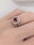 Beautiful Ruby Ring w Earth Mined Diamonds in Solid 14K White Gold Round 6mm For Sale In Columbus - Image 6 of 8