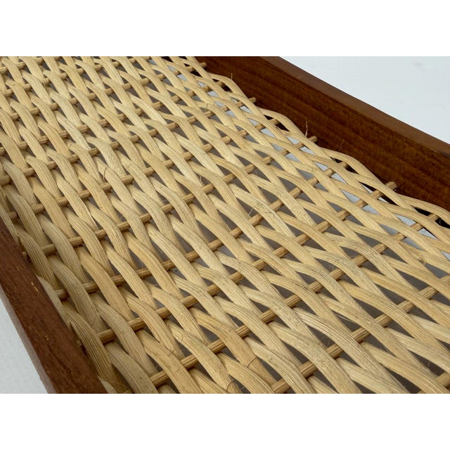 Mid-Century Modern Teak Serving Tray with Rattan Bottom from Poulsen Krogstrup, 1960s For Sale - Image 12 of 13
