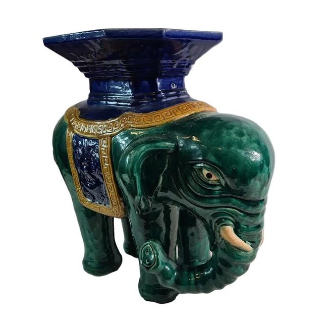 Ceramic Antique Chinese Shiwan Ceramic Elephant Garden Stool For Sale - Image 7 of 16