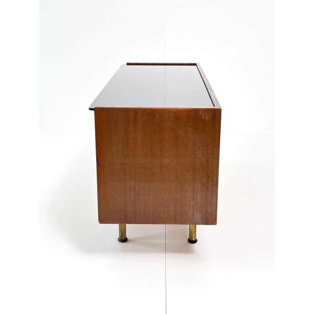 Vintage Two-Tone Wood Sideboard with Black Glass Top, 1960s For Sale - Image 15 of 18