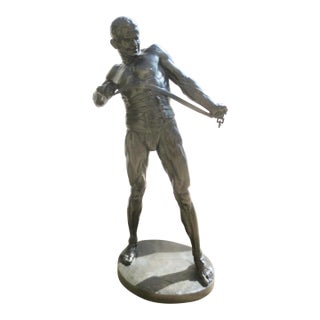 Massive Bronze Gladiator by Baucke Sculpture Signed and Dated 1910 36" Tall For Sale