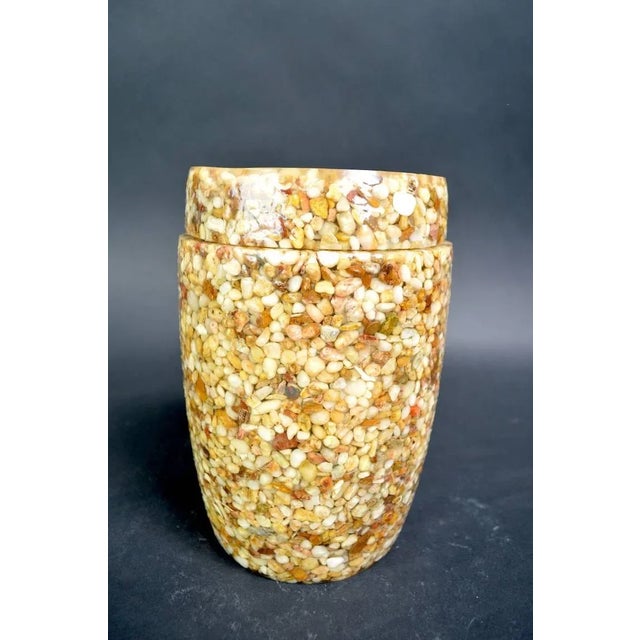 Mid-Century Modern Lucite Resin With Stone Inclusion Covered Jar For Sale - Image 3 of 9