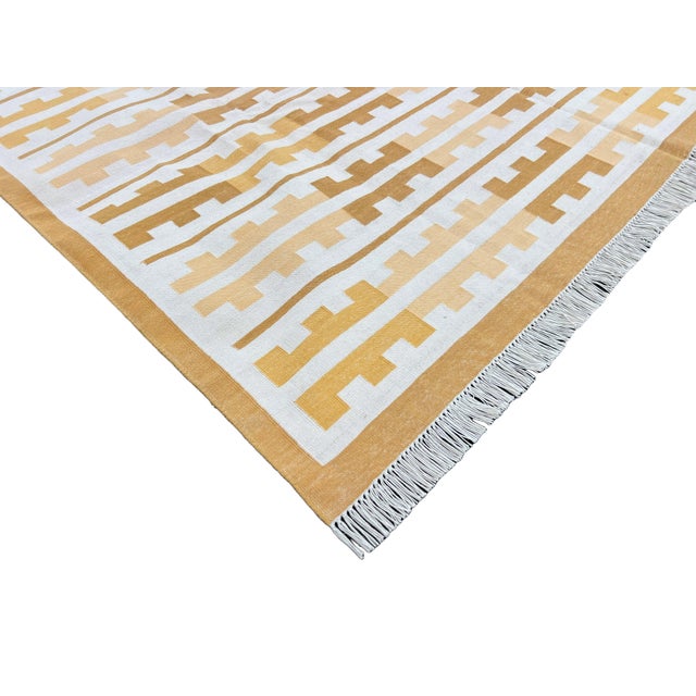 Not Yet Made - Made To Order Handmade Cotton Rug, Natural Vegetable Dyed, Yellow and White Marianne Rug - 6'x9' For Sale - Image 5 of 12