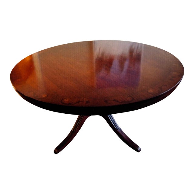 Mahogany Pedestal Table With Inlay For Sale