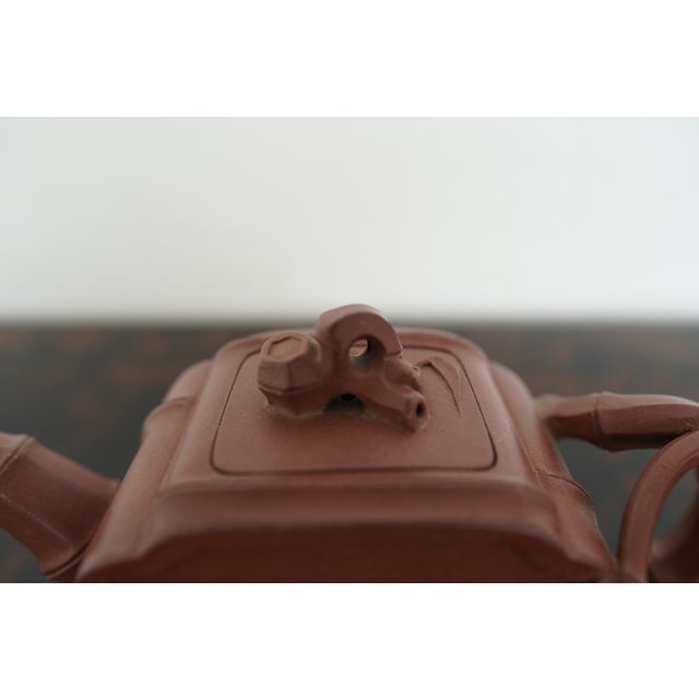 1950s Chinese Relief Design Pottery Teapot For Sale - Image 9 of 14