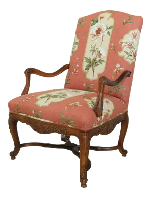 French Louis XV Style Carved Frame Open Arm Chair