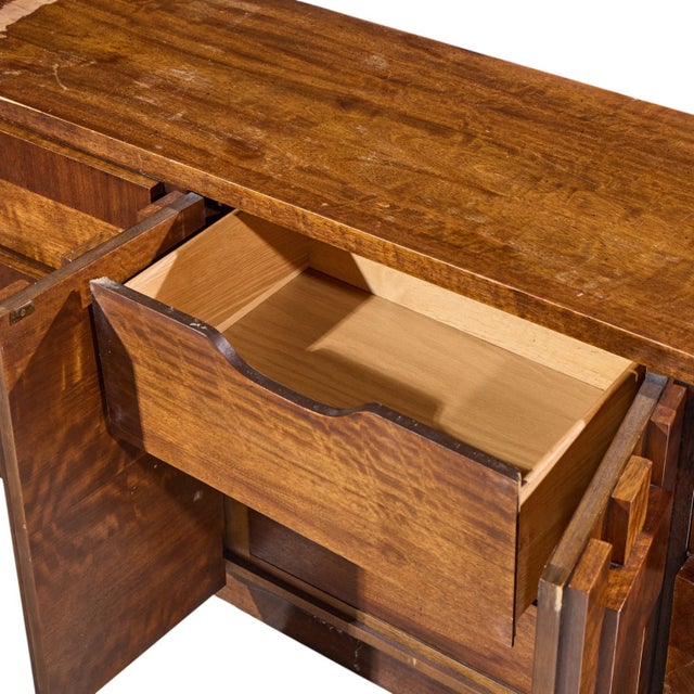 Brown Lane Staccato Mid Century Walnut Brutalist Lowboy Dresser For Sale - Image 8 of 10