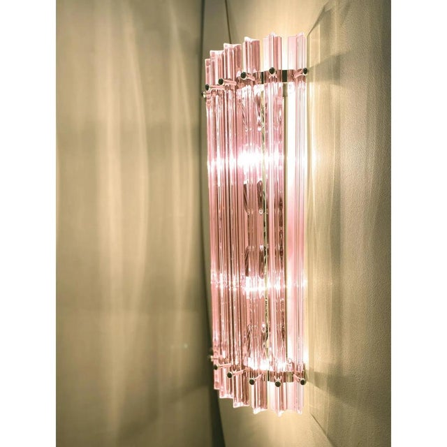 Italian Scenographic Pink Triedro Murano Glass Wall Sconces by Simoeng, Set of 2 For Sale - Image 4 of 8