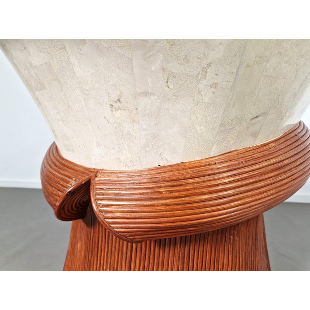 Mid-Century Modern Vintage Dining Table in Stone and Pencil Reed, 1970s For Sale - Image 3 of 11