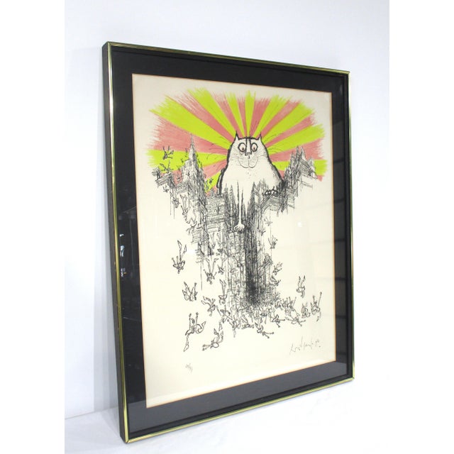Figurative Ronald Searle Lithograph " Cat God " Pencil Signed Numbered For Sale - Image 3 of 11