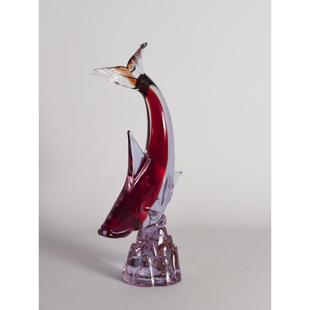 Hand-Blown Purple and Red Murano Glass Fish Sculpture, Italy, 1970s For Sale - Image 10 of 16