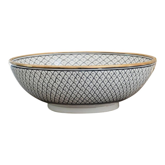 Ceramic 14k Gold Rim Handmade Top Bathroom Sink For Sale