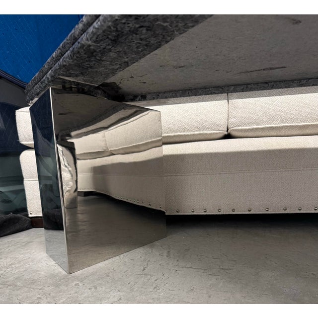 Metal Mid Century Modern Chrome and Specimen Granite Coffee Table Probably Custom Breuton For Sale - Image 7 of 8