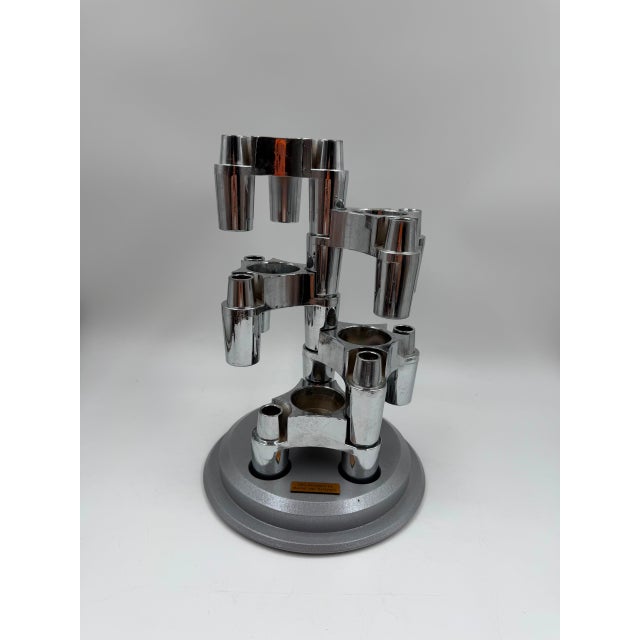 Modular Candleholder with Silver Aluminum Plug-in System in the style of Stoff Nagel, 1950s, Set of 4 For Sale - Image 4 of 14