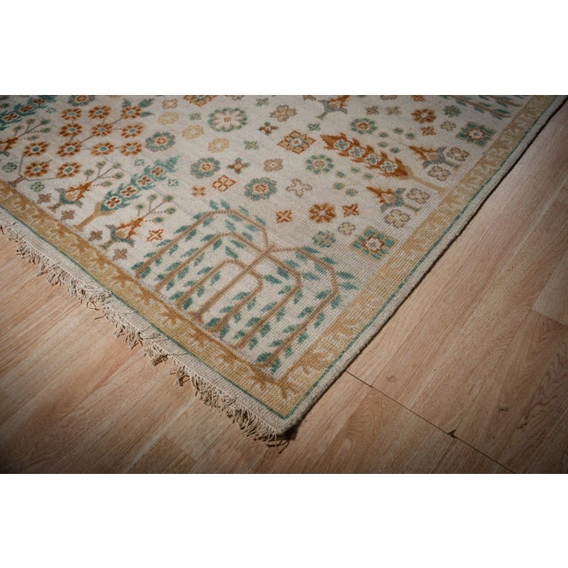 2020s 8x10 Ivory Traditional Floral Oushak Hand Knotted Wool Carpet Rug For Sale - Image 5 of 6