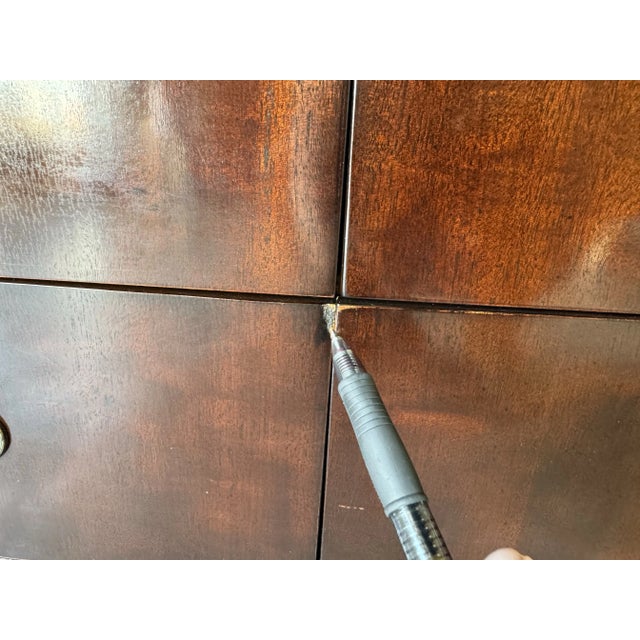 Wood 70's Hollywood Regency Michael Taylor for Henredon Mahogany Dresser With Brass Hardware/Sold For Sale - Image 7 of 12