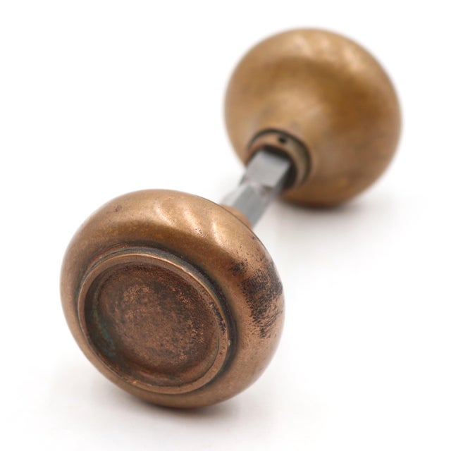 Mid 20th Century Pair of Reclaimed Concentric Brass Passage Door Knobs For Sale - Image 4 of 5